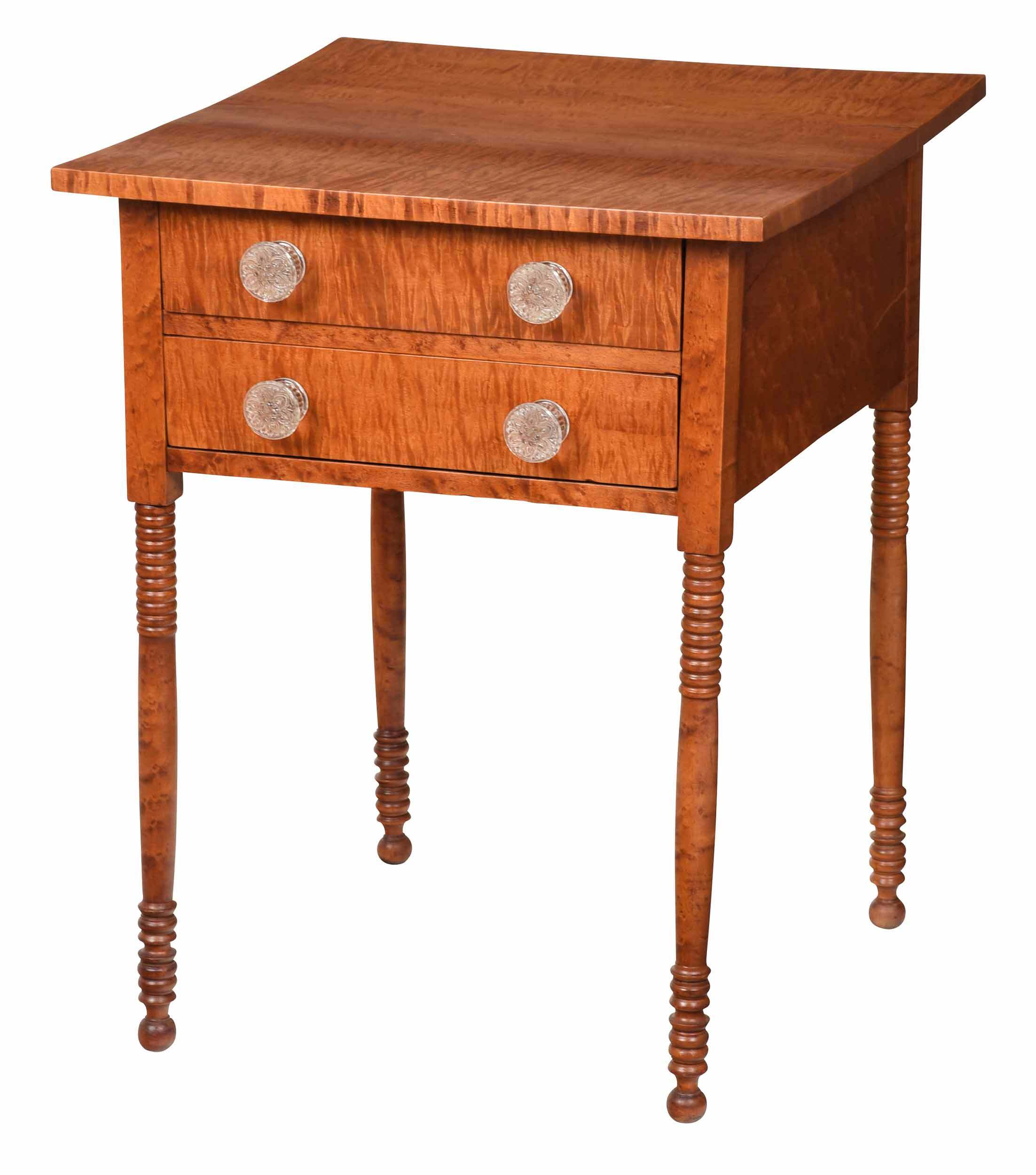 American Sheraton Tiger Maple Side Table Barnebys